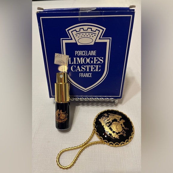 NIB! Porcelaine Limoges Castel France Mirror & Atomizer Set - Picture 1 of 6